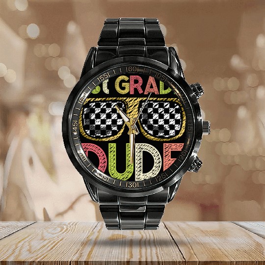 Kindergarten Teacher Funny Student 1st Graduation Calendar Steel Band Watch