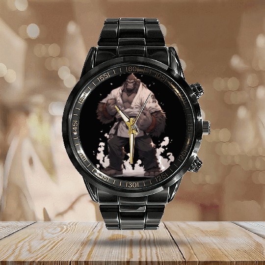Bigfoot Karate Martial Arts MMA Kawaii Calendar Steel Band Watch