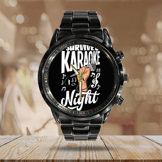 Funny Karaoke Singer Singing Musician Karaoke Gift Calendar Steel Band Watch