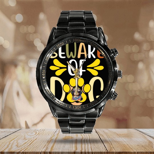 Beware Of Dog Calendar Steel Band Watch