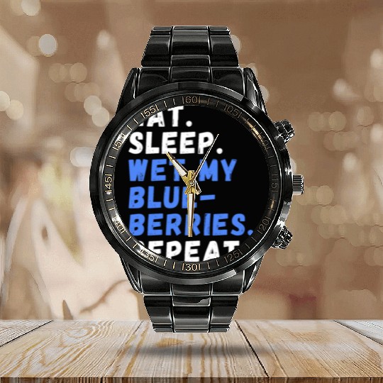 Berry Picking Blueberry Gardening Calendar Steel Band Watch