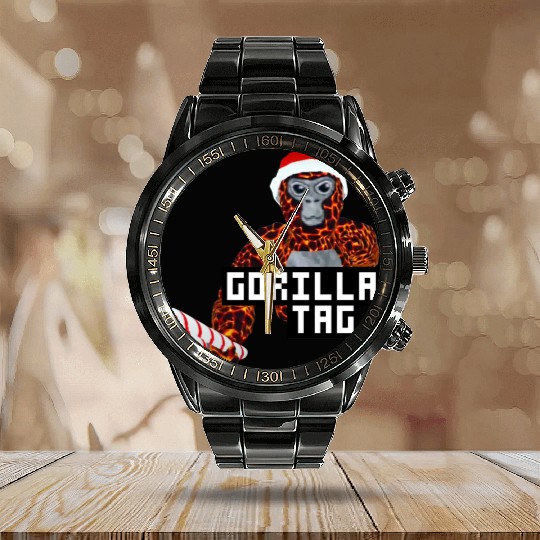 Gorilla Tag Santa Monkey Candy Cane Gorilla Calendar Steel Band Watch