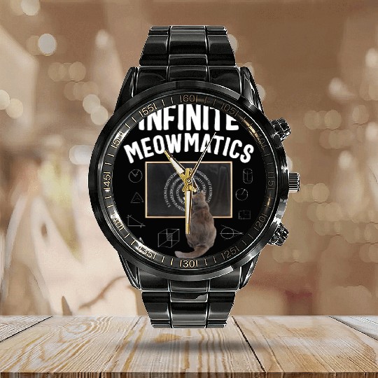 Pi Day Calendar Steel Band Watch, Infinite Moewmatics Cat Scribbling