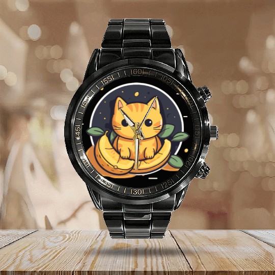 Cananae Banana Cats Cat Love Calendar Steel Band Watch