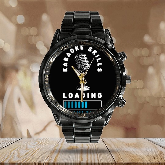 Funny Karaoke Singer Singing Musician Karaoke Gift Calendar Steel Band Watch