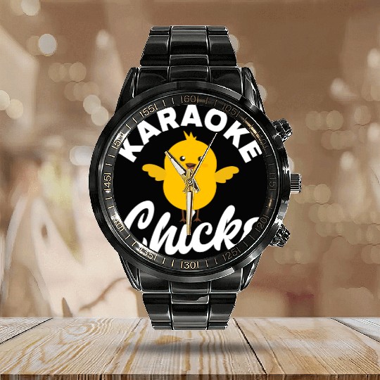 Funny Karaoke Singer Singing Musician Karaoke Gift Calendar Steel Band Watch