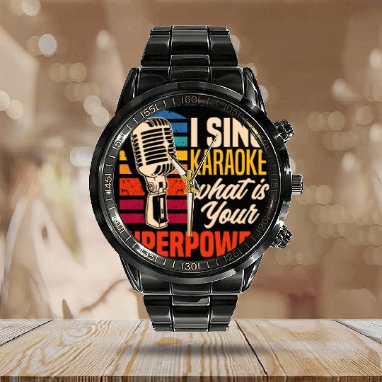 Funny Karaoke Singer Singing Musician Karaoke Gift Calendar Steel Band Watch