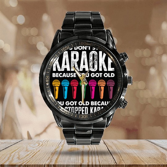 Funny Karaoke Singer Singing Musician Karaoke Gift Calendar Steel Band Watch