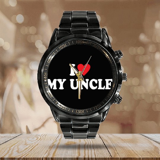 I Love My Uncle Calendar Steel Band Watch