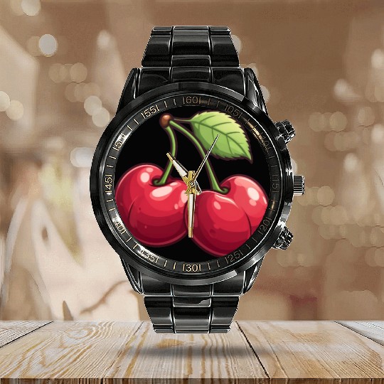 Playful Cherry Calendar Steel Band Watch