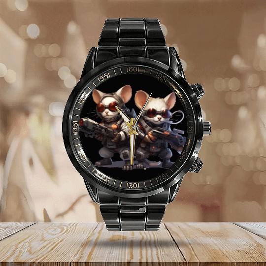 Cyberpunk Infiltrator Mice Calendar Steel Band Watch