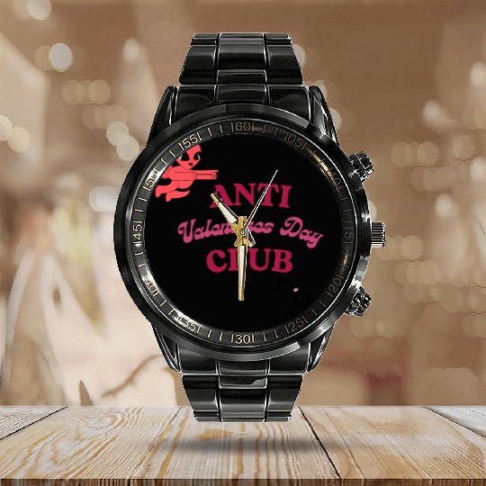 Anti Valentines Club Beautiful Nerd by Tavia Linen Calendar Steel Band Watch