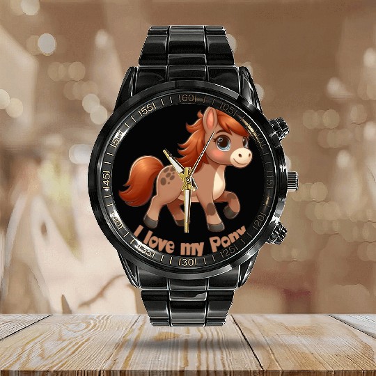 I Love my pony comic Calendar Steel Band Watch
