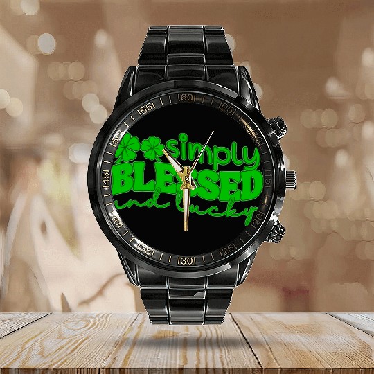 Simply Blessed And Lucky Calendar Steel Band Watch