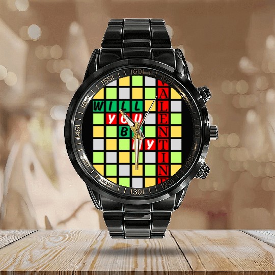 Will You Be My Valentine Calendar Steel Band Watch