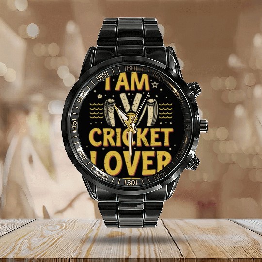 i am cricket lover Calendar Steel Band Watch