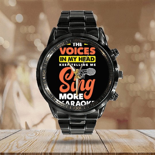 Funny Karaoke Singer Singing Musician Karaoke Gift Calendar Steel Band Watch
