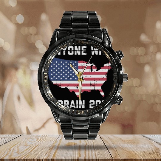 2024 Brain Vote Democracy Anti-Trump Calendar Steel Band Watch