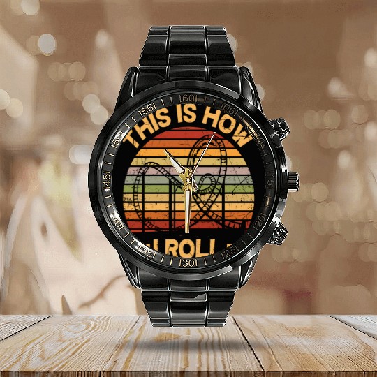 Retro Funny Roller Coaster Lover Roller Coaster Calendar Steel Band Watch