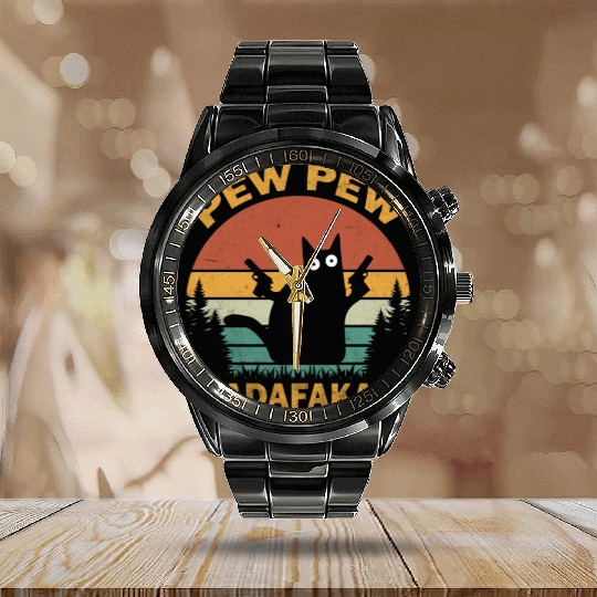 Funny | Hilarious Gift Idea | Pew Pew Madafakas Calendar Steel Band Watch