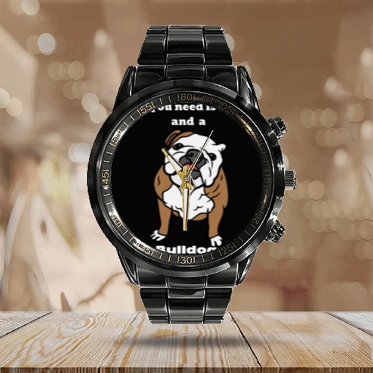 Bull dog Lover, Bull Dog Mom, Bull Dog Dad Calendar Steel Band Watch