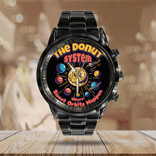 Donut Solar System Calendar Steel Band Watch