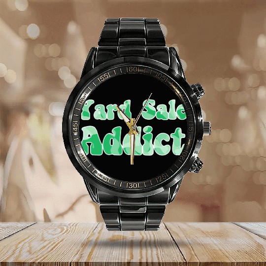 Yard Sale Addict green camo Calendar Steel Band Watch