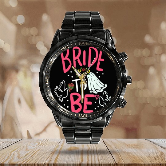 Bride To Be Engagement Marriage Bachelorette Party Calendar Steel Band Watch