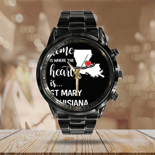 St Mary County Louisiana Is Where My Heart Is Gift Calendar Steel Band Watch