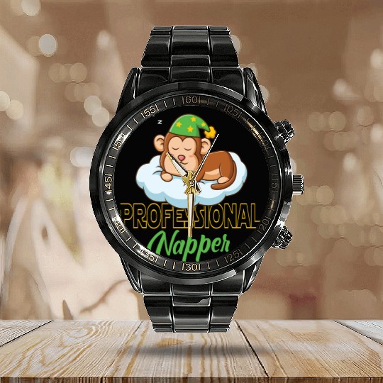 Professional Napper Affe Affenbaby Gorilla Calendar Steel Band Watch
