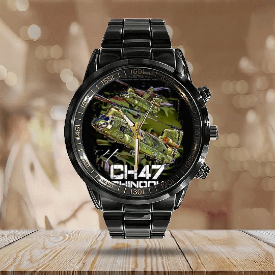 CH-47 Chinook helicopter Calendar Steel Band Watch