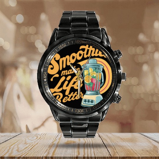 Smoothies Make Life Better Fruity Sweet Calendar Steel Band Watch