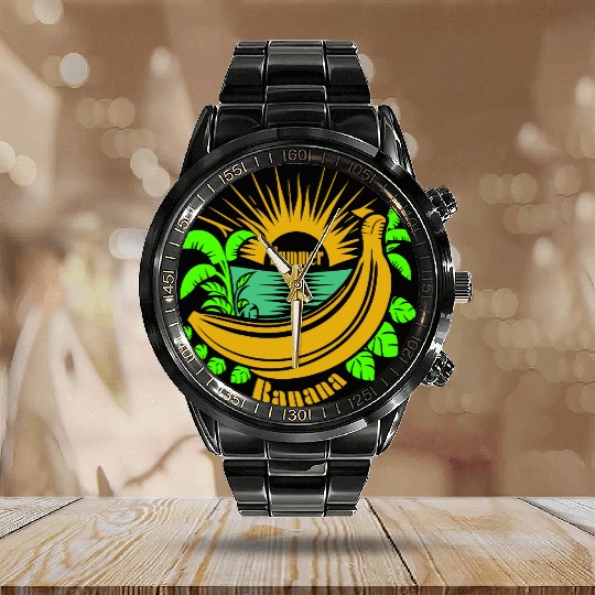 Banana Summer Vector Calendar Steel Band Watch Design