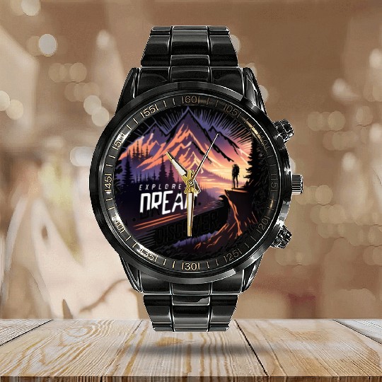 "Horizon Explorer: Embrace the Journey" Calendar Steel Band Watch