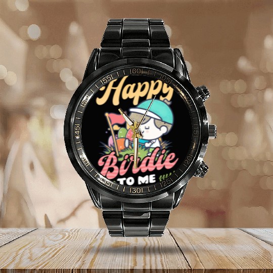 Golf Easter Happy Birdie To Me Calendar Steel Band Watch