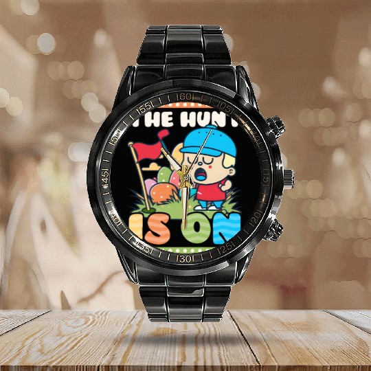 Golf Easter Hunt Is On Calendar Steel Band Watch