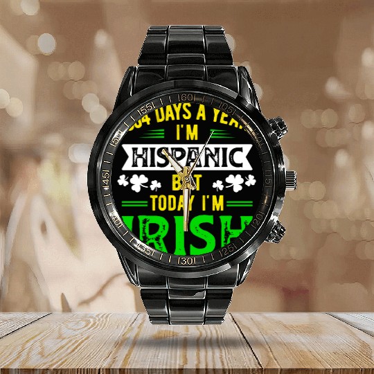 Irish Mexican Ireland and Mexico Hispanic irish Calendar Steel Band Watch