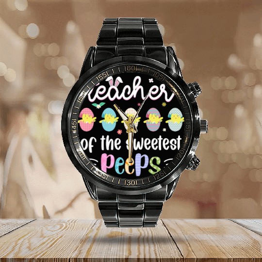 Teacher of the Sweetest Peeps Easter Teacher Calendar Steel Band Watch