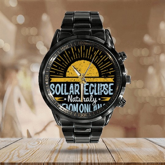 Solar Eclipse 2024 Naturally Phenomenal Calendar Steel Band Watch