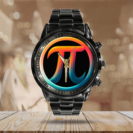 Pi Day Nerd Geek Love Math Pi Symbol Kids Men Calendar Steel Band Watch