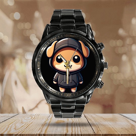 Puppy Love Calendar Steel Band Watch