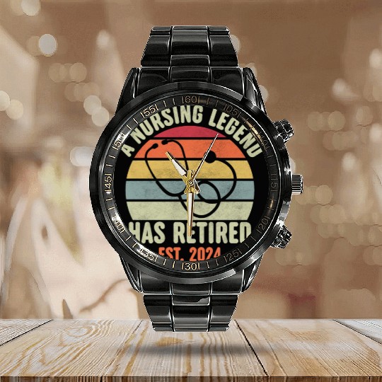 Retired Nurse 2024 Calendar Steel Band Watch, Funny Retired Nurse