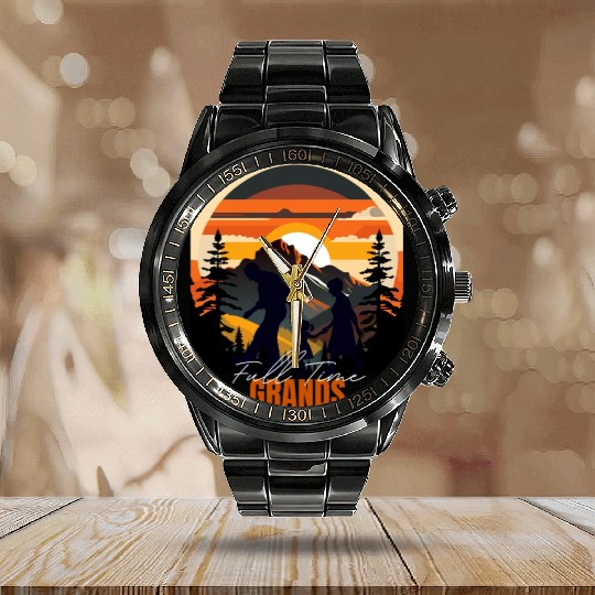 Full time Grands - Funny Grandparents Calendar Steel Band Watch