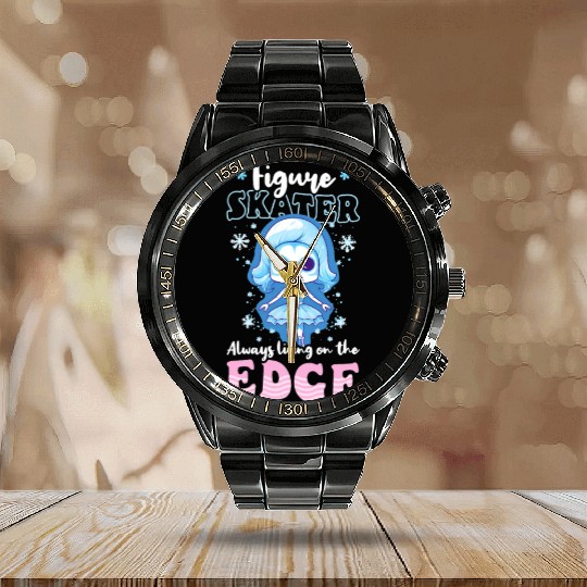 Figure Skating Living On Edge Calendar Steel Band Watch