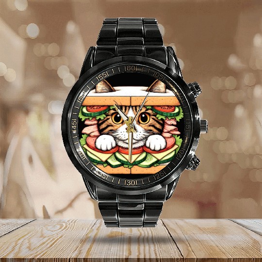 Sandwich Kitty Calendar Steel Band Watch
