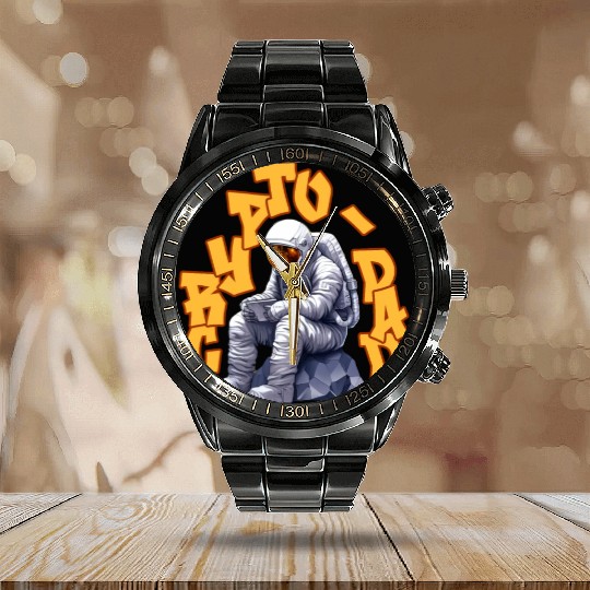 Crypto Dad Father's Day Funny Cryptocurrency Trade Calendar Steel Band Watch