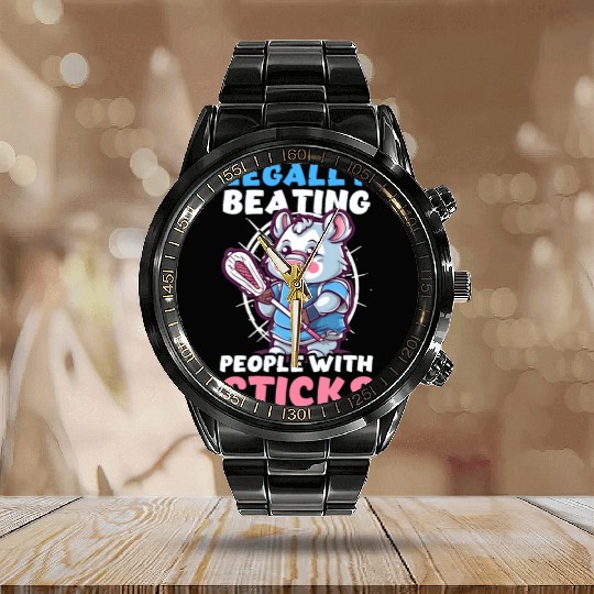 Lacrosse Coach Legally Beating People Calendar Steel Band Watch
