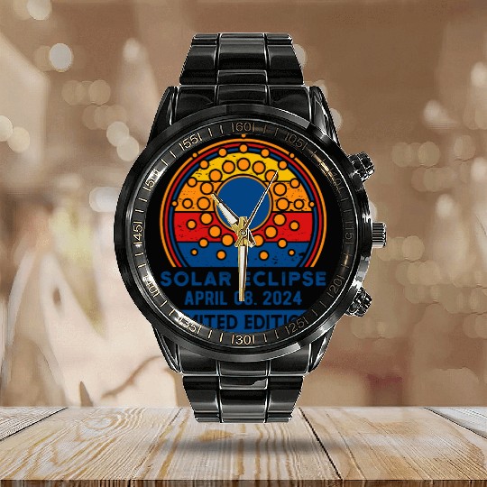 Limited Edition Solar Eclipse Total Eclipse April Calendar Steel Band Watch