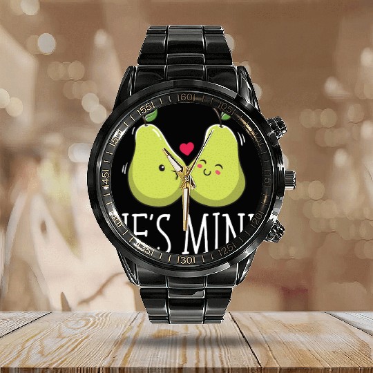 Hes Mine Funny Bride Humor Future Wife Wedding Pun Calendar Steel Band Watch