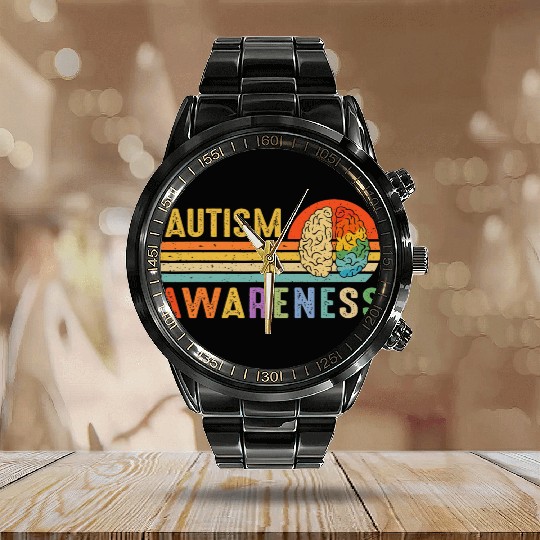 World Autism Awareness Neurodiversity Autistic Calendar Steel Band Watch